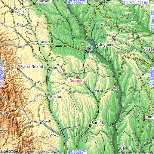 Topographic map of Negreşti