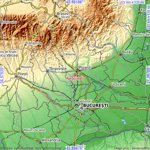 Topographic map of Negoiești