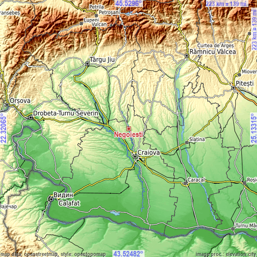 Topographic map of Negoiești