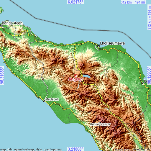 Topographic map of Angkup