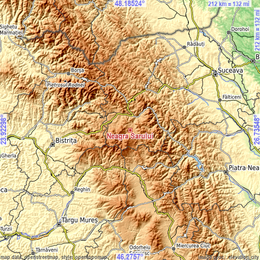 Topographic map of Neagra Șarului