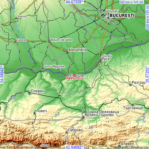 Topographic map of Năsturelu
