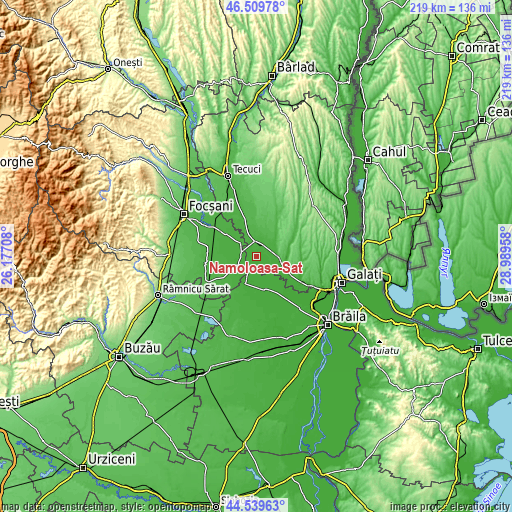 Topographic map of Nămoloasa-Sat