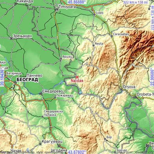 Topographic map of Naidăș