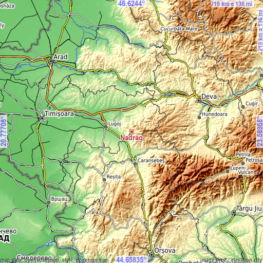 Topographic map of Nădrag