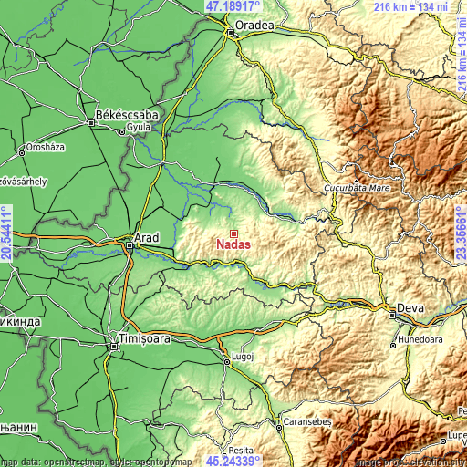 Topographic map of Nadăș