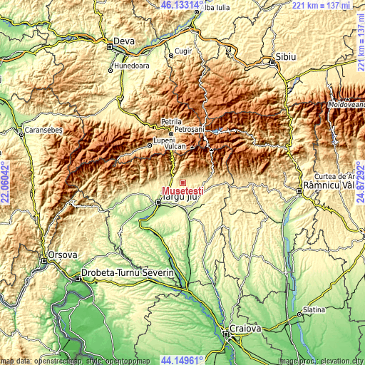 Topographic map of Muşeteşti