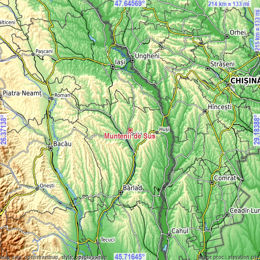 Topographic map of Muntenii de Sus