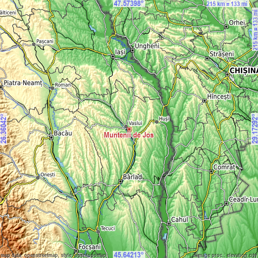 Topographic map of Muntenii de Jos