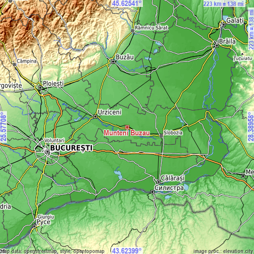 Topographic map of Munteni Buzău