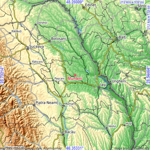 Topographic map of Munteni