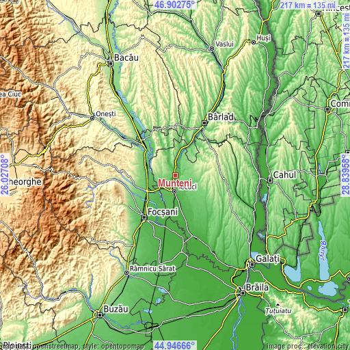 Topographic map of Munteni