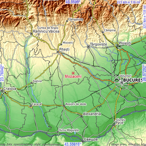 Topographic map of Mozăceni