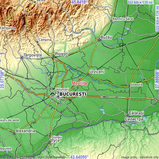 Topographic map of Moviliţa