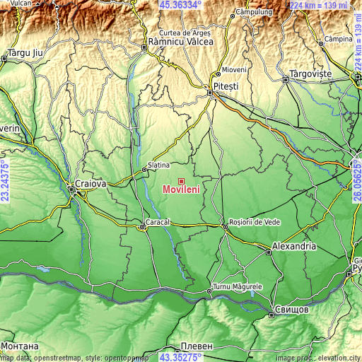 Topographic map of Movileni