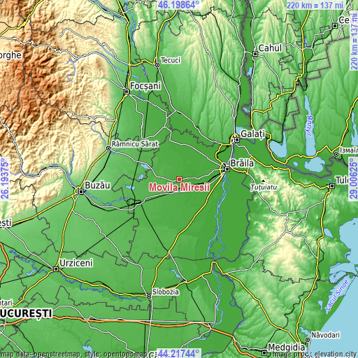 Topographic map of Movila Miresii