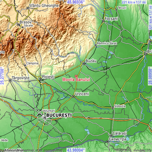 Topographic map of Movila Banului