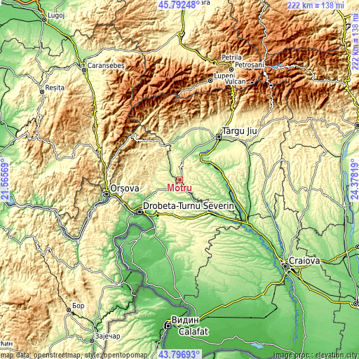 Topographic map of Motru