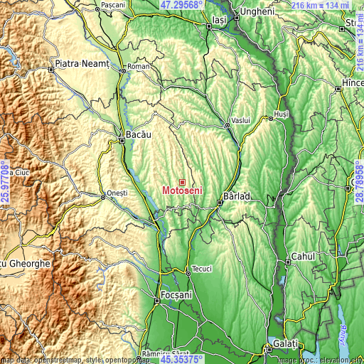 Topographic map of Motoşeni