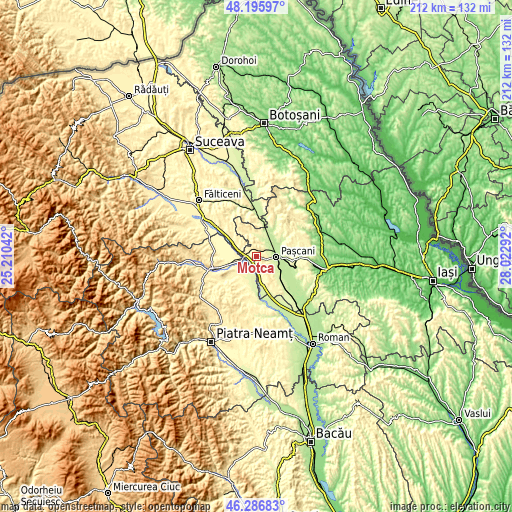 Topographic map of Moţca