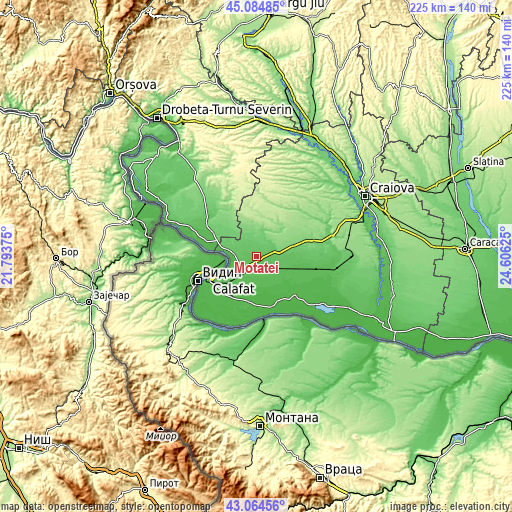 Topographic map of Moţăţei