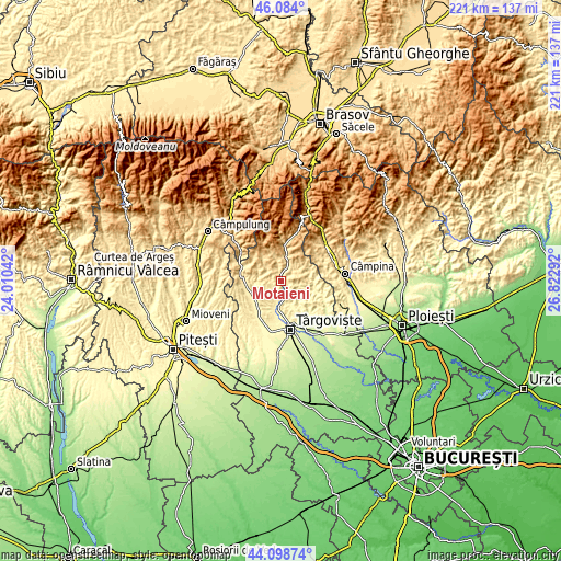 Topographic map of Moțăieni