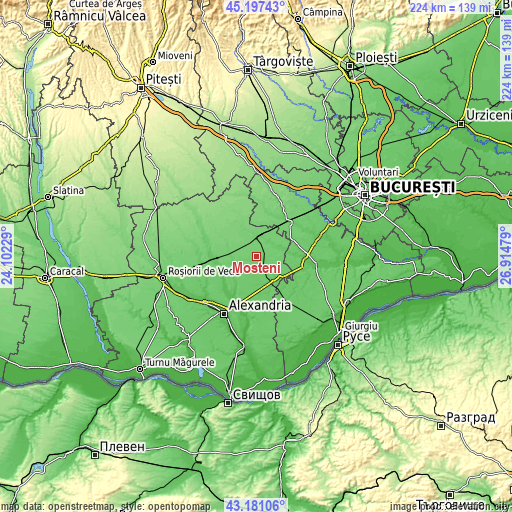 Topographic map of Moșteni