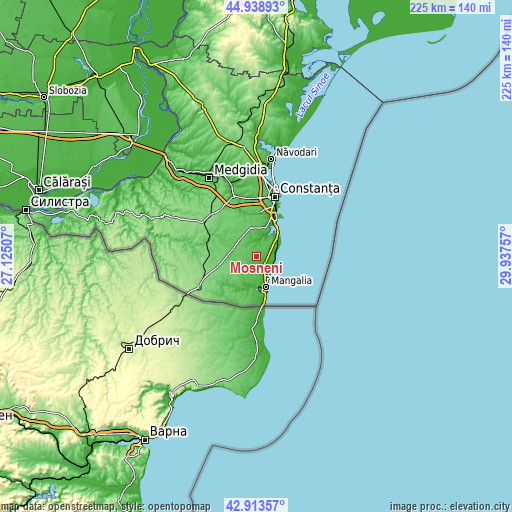 Topographic map of Moșneni