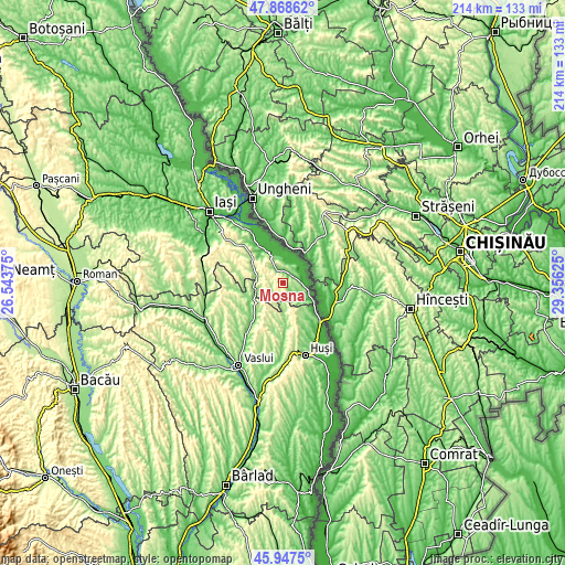 Topographic map of Moşna