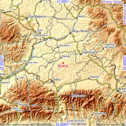Topographic map of Moşna