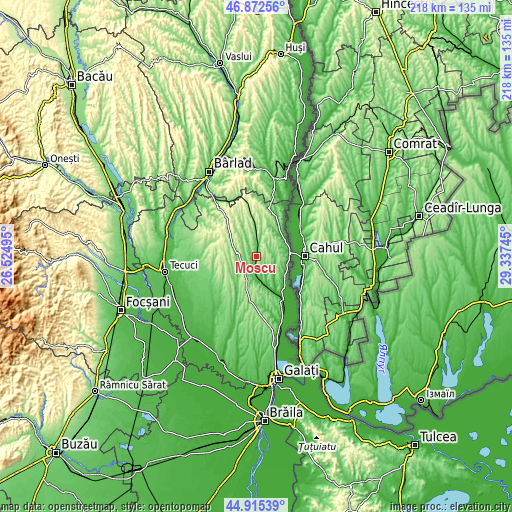 Topographic map of Moscu