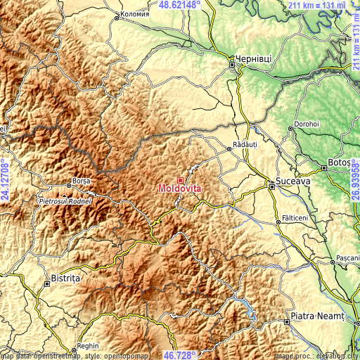 Topographic map of Moldoviţa