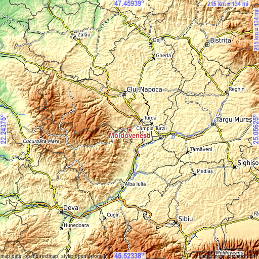 Topographic map of Moldoveneşti