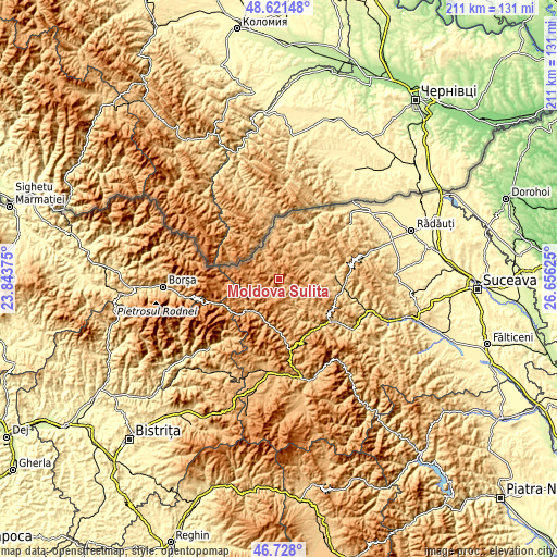 Topographic map of Moldova Suliţa