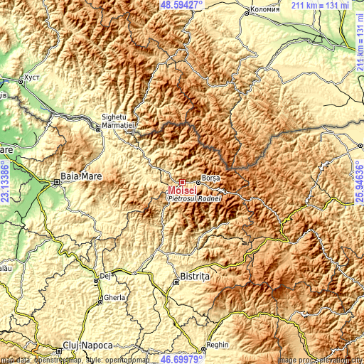 Topographic map of Moisei