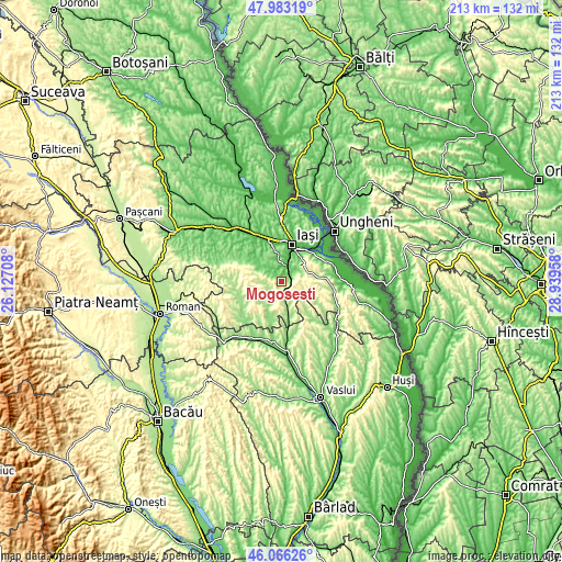 Topographic map of Mogoşeşti