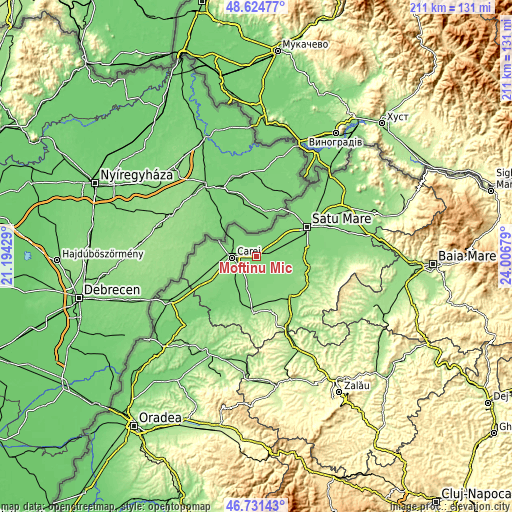 Topographic map of Moftinu Mic