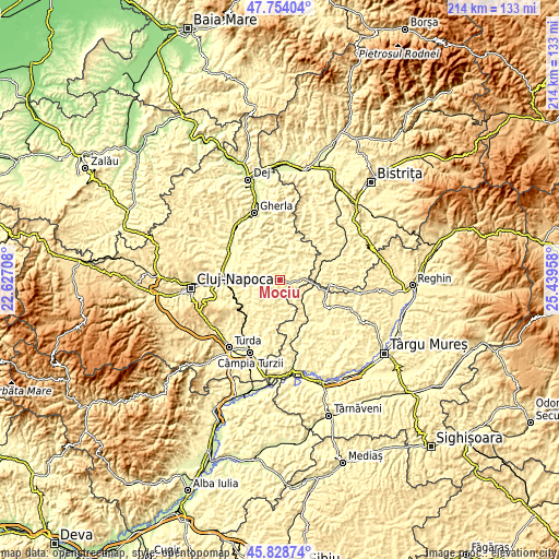 Topographic map of Mociu