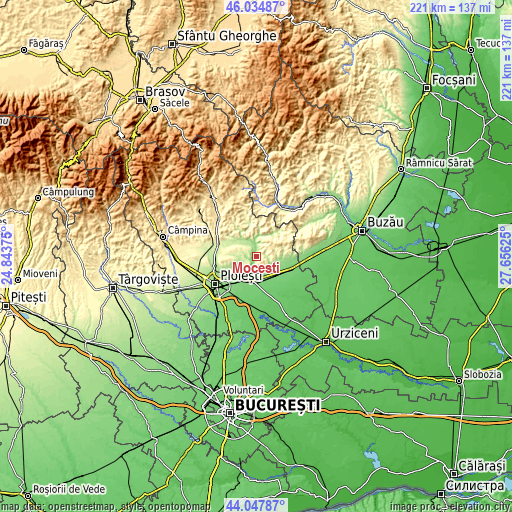 Topographic map of Moceşti