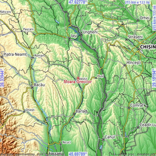 Topographic map of Moara Grecilor