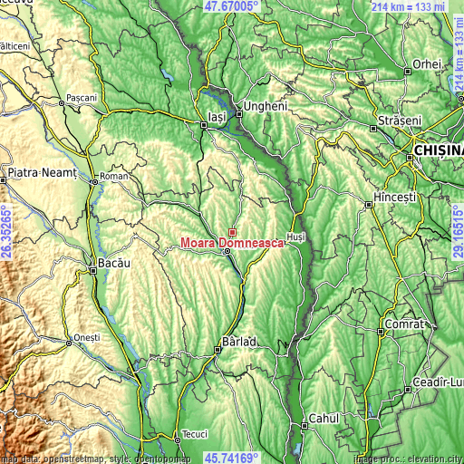 Topographic map of Moara Domnească
