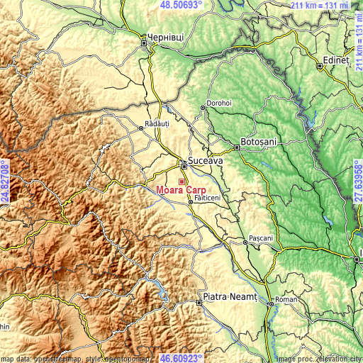 Topographic map of Moara Carp