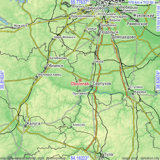 Topographic map of Obolensk