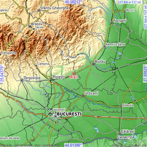 Topographic map of Mizil