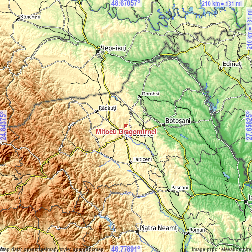 Topographic map of Mitocu Dragomirnei