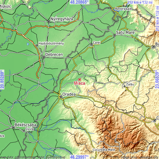 Topographic map of Mișca