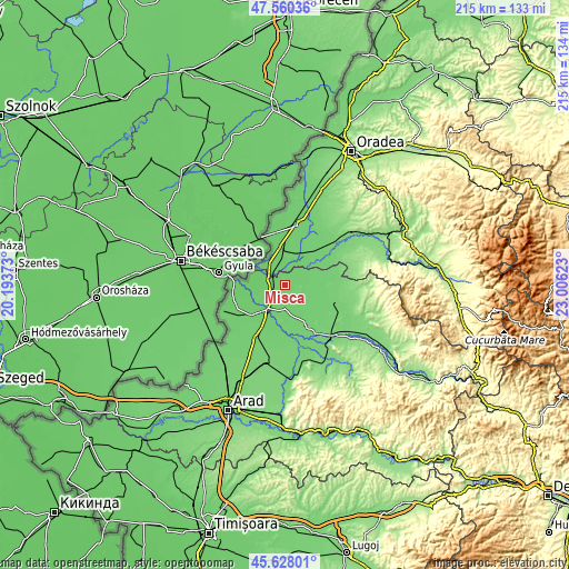 Topographic map of Mișca