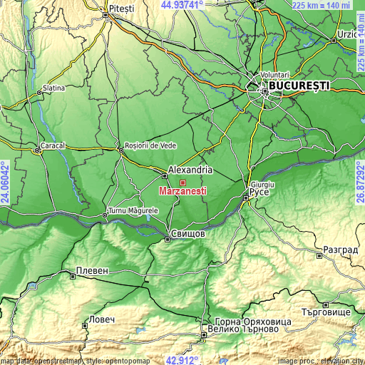 Topographic map of Mârzăneşti