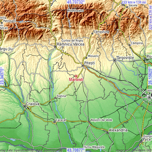 Topographic map of Mârţeşti