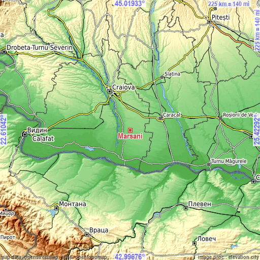 Topographic map of Mârşani